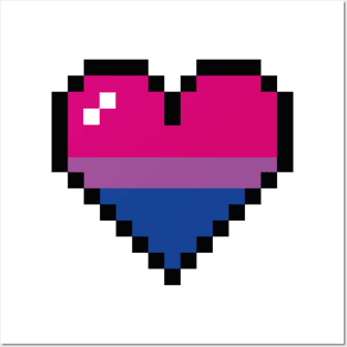 Bisexual 8 bit heart Posters and Art